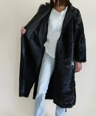 Cowhide Leather Fur Trench Coat For Sale.webp
