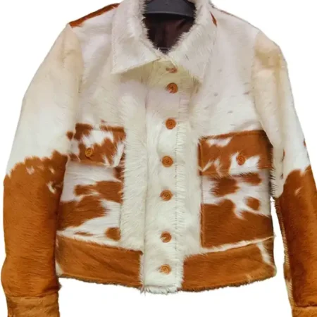 Cowhide White And Brown Fur Jacket webp