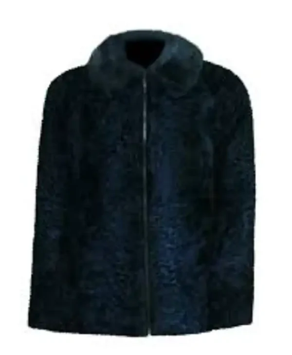Dark Blue Persian Lamb Fur Coat webp