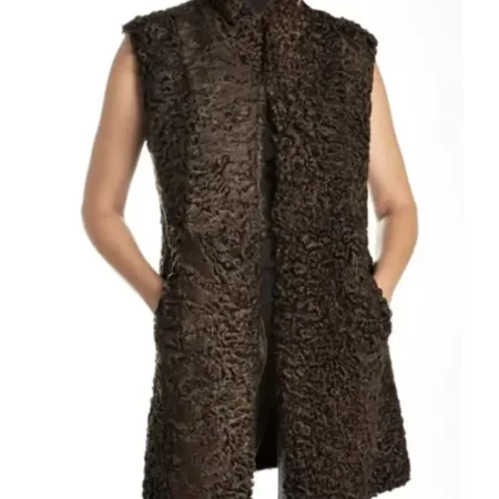 Dennis Astrakhan Persian Lamb Fur Sleeveless Coat webp