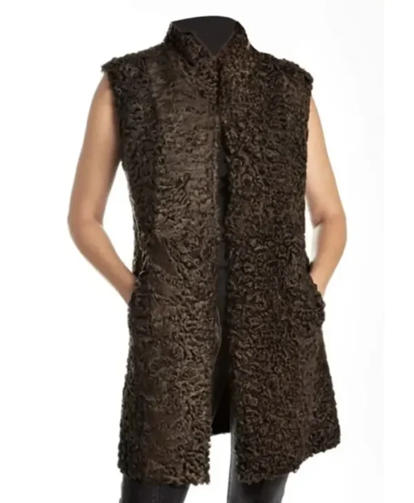 Dennis Astrakhan Persian Lamb Fur Sleeveless Coat webp