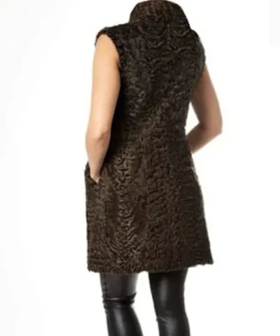 Dennis Karakul Persian Lamb Astrakhan Shearling Fur Sleeveless Brown Coat.webp