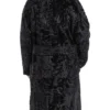 Double Breasted Real Persian Karakul Lamb Fur Black Long Trench Coat For Mens.webp