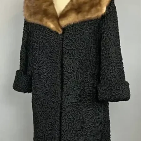 Evelyn Persian Lamb Coat with Mink Collar webp