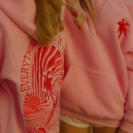 Everything Comes in Waves Hoodie in Pink