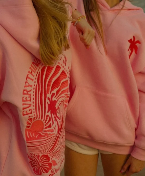 Everything Comes in Waves Hoodie in Pink