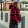 Five Feet Apart Stella Hooded Maroon Satin Puffer JacketA
