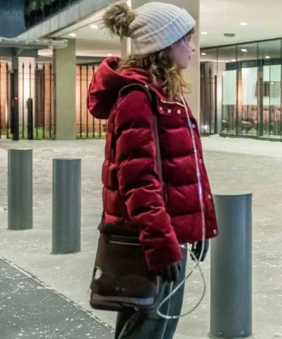 Five Feet Apart Stella Hooded Maroon Satin Puffer JacketA