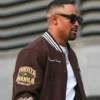 Greatest Of All Time Jalen Hurts Muhammad Ali Varsity Brown Jacket Side