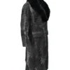 Grey Womens Karakul Persian Lamb Fur Mink Collar Long Trench Coat.webp