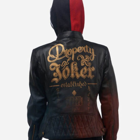 Harley Quinn Daddys Lil Monster Quilted Leather Jacket With Hdood 99554