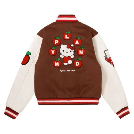 Hello Kitty Apples Varsity Coffee Brown Jacket For Sale
