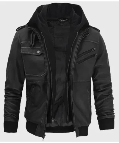 Jacey Hooded Bomber Leather Jacket 510x638