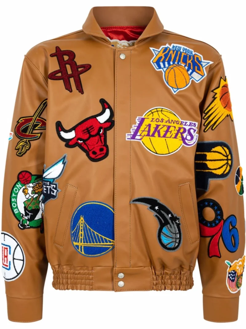 Jeff Hamilton NBA Collage Faux Leather Jacket