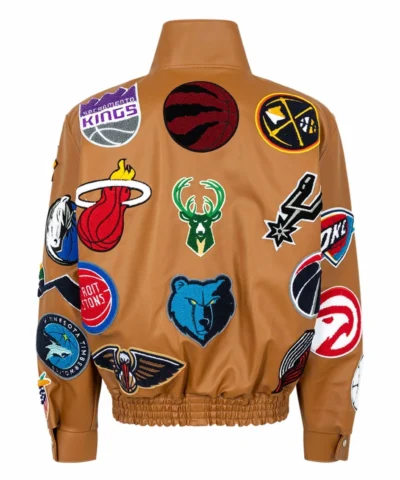 Jeff Hamilton NBA Collage Faux Leather Jacket back