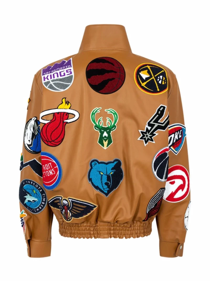 Jeff Hamilton NBA Collage Faux Leather Jacket back