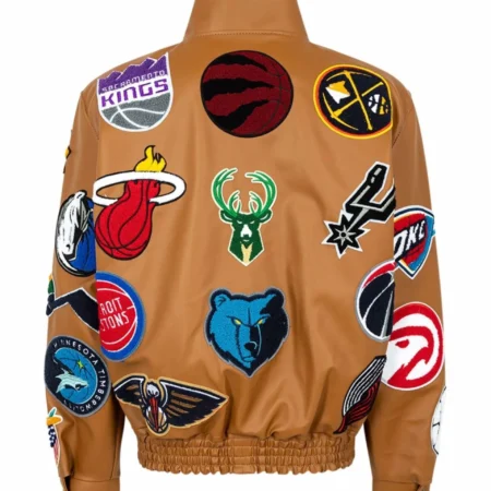 Jeff Hamilton NBA Collage Faux Leather Jacket back