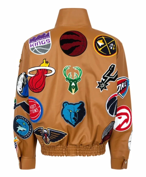 Jeff Hamilton NBA Collage Faux Leather Jacket back