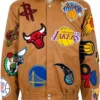 Jeff Hamilton NBA Collage Faux Leather Jacket