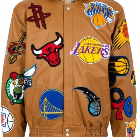 Jeff Hamilton NBA Collage Faux Leather Jacket