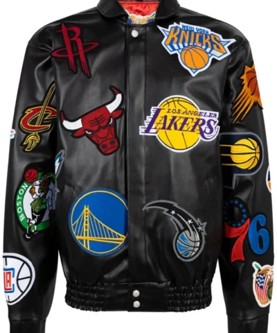 Jeff Hamilton x NBA Collage Vegan Leather Jacket