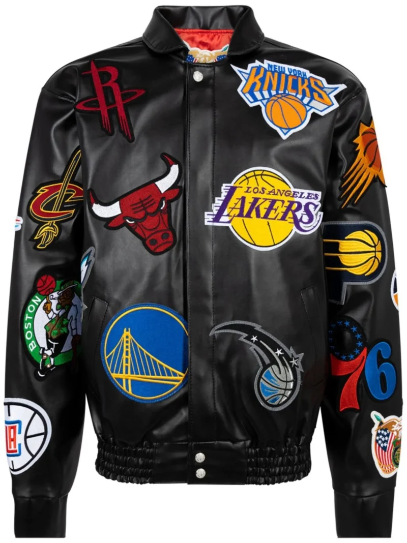 Jeff Hamilton x NBA Collage Vegan Leather Jacket