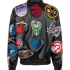Jeff Hamilton x NBA Collage Vegan Leather Jacket back