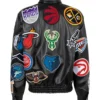 Jeff Hamilton x NBA Collage Vegan Leather Jacket back