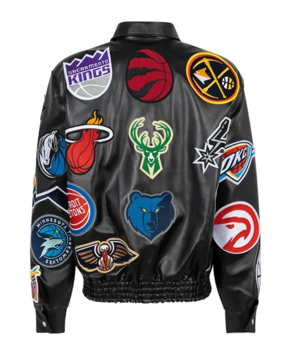 Jeff Hamilton x NBA Collage Vegan Leather Jacket back