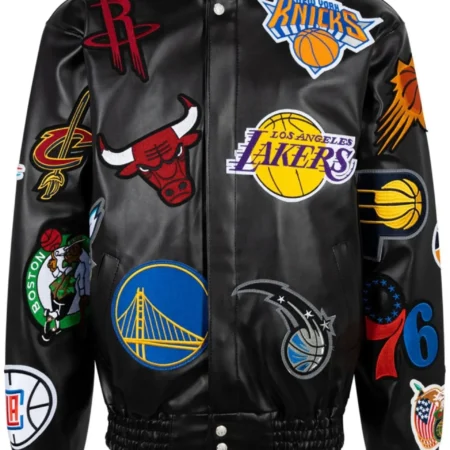 Jeff Hamilton x NBA Collage Vegan Leather Jacket