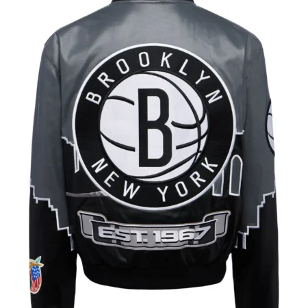 Jeff Hamilton x Nets Skyline Varsity Jacket back
