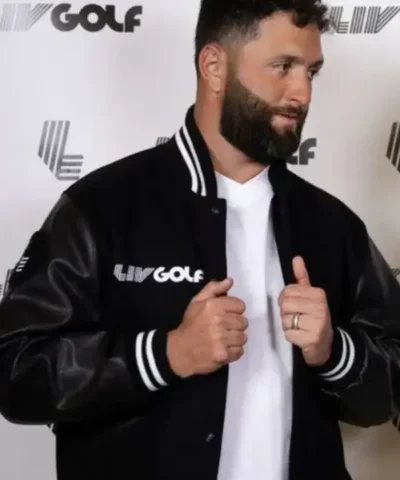 Jon Rahm LIV Golf Black Varsity Jacket For Sale 600x729