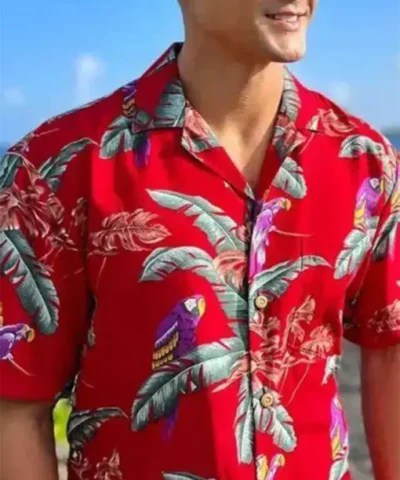 Jungle Bird Magnum Pi Printed Red Shirt