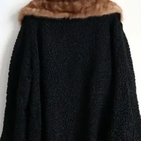 Karakul Persian Black Lamb Fur With Real Mink Fur Collar Winter Coat For Mens webp