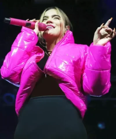 Karol G Pink Puffer Jacket 600x729