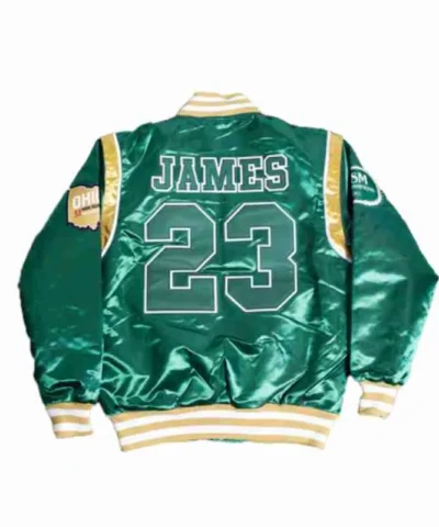 Lebron James Irish High School Green Satin Jacket Back