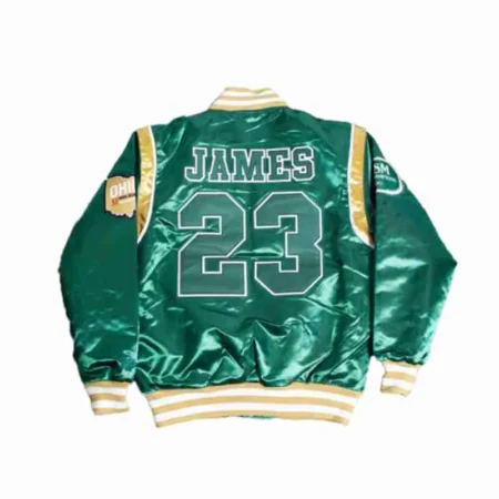 Lebron James Irish High School Green Satin Jacket Back