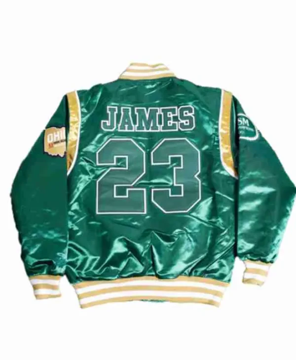 Lebron James Irish High School Green Satin Jacket Back