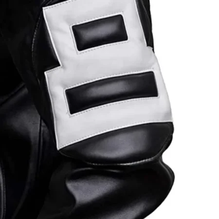 Mens 8 Ball Bomber Black Leather Jacket