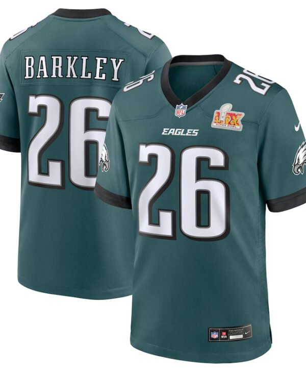 Mens Nike Saquon Barkley Eagles Super Bowl LIX Jersey front