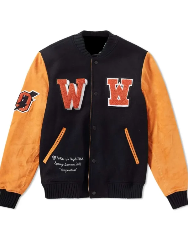 Men s Off White Eagle Temp Varsity Jacket