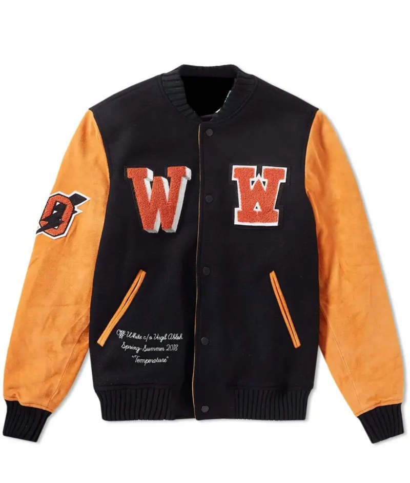Men s Off White Eagle Temp Varsity Jacket