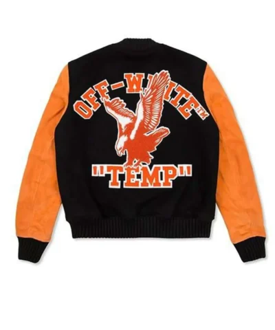 Men’s Off White Eagle Temp Varsity Jacket Back