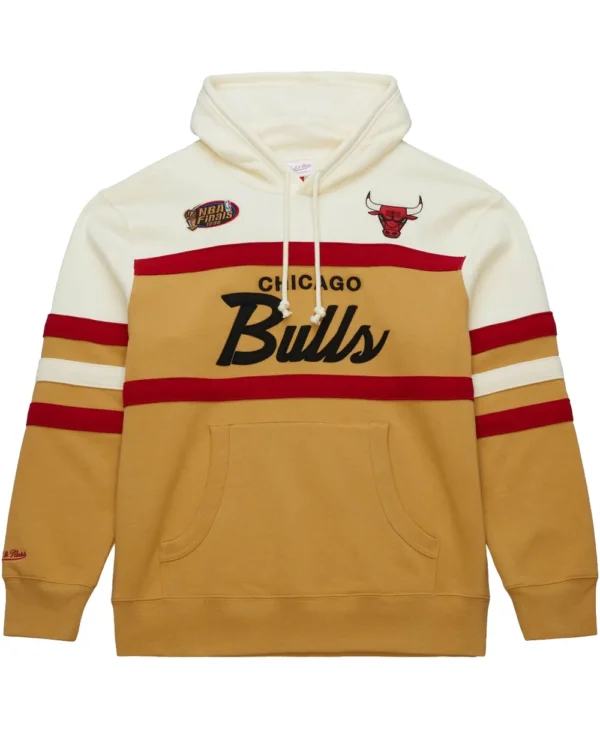 Mitchell Ness NBA Head Coach Bulls Tan Cream Hoodie