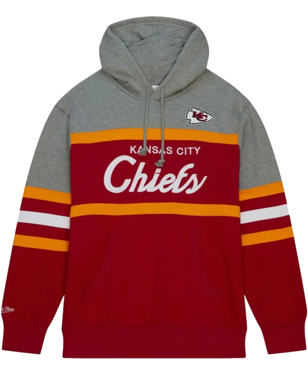 Mitchell Ness NFL Head Coach Chiefs Grey Red Hoodie