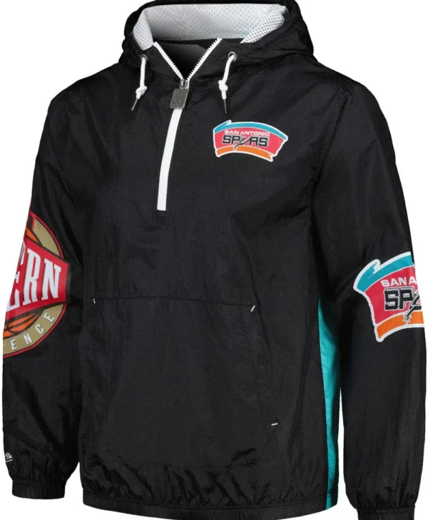 Mitchell Ness Team OG 2 0 Spurs Windbreaker Hoodie