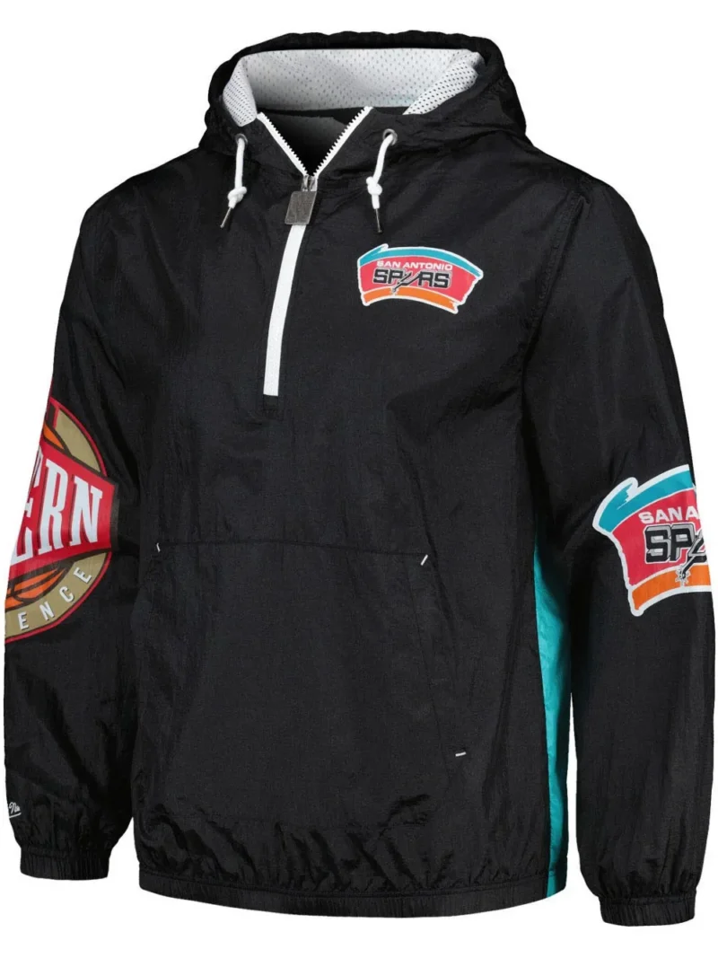 Mitchell Ness Team OG 2 0 Spurs Windbreaker Hoodie