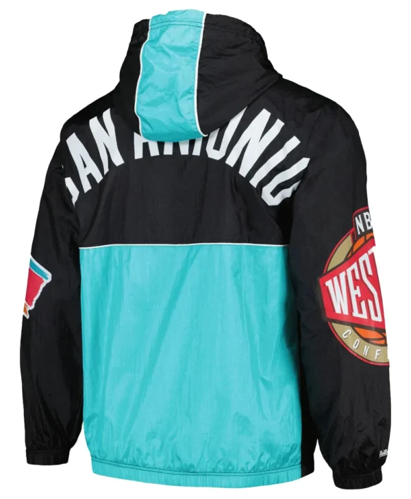 Mitchell Ness Team OG 2 0 Spurs Windbreaker Hoodie back