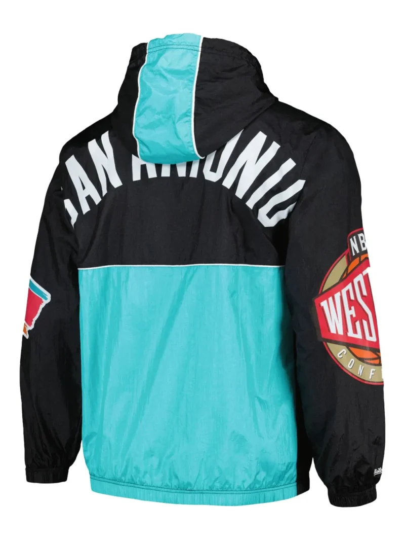 Mitchell Ness Team OG 2 0 Spurs Windbreaker Hoodie back