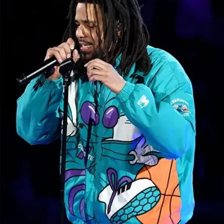 NBA All Star Half time Per for mance Vintage 90s Starter J Cole Charlotte Hornets Blue Hooded Jacket